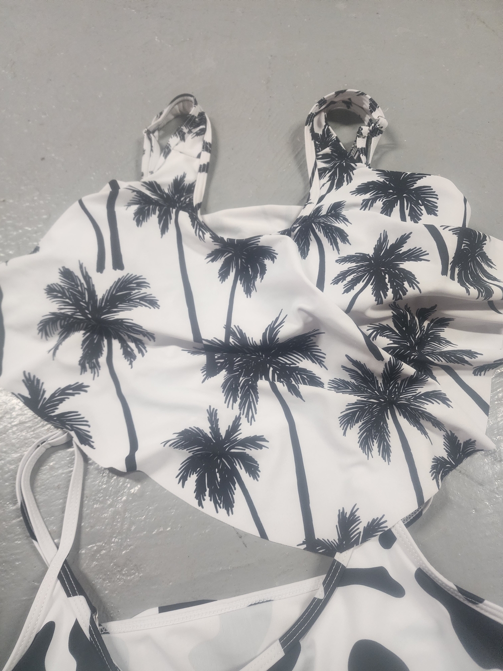 Trio of Flounce Swim Tops - Teal and Black/White Prints - Picture 3 of 8